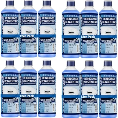 Immagine di 12 x 1000 ml detergente concentrato per robot pulitore profumo extra fresco senza aloni e schiuma + dosatore pavimenti molto altro ancora.