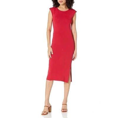 Immagine di The Drop Laila Vestito Midi con Spalline Rinforzate e Retro Incrociato da Donna, Rosso Fiamma, 5XL Plus