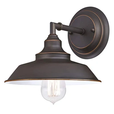 Immagine di Westinghouse Lighting 63435 Apparecchiatura da parete interno Iron Hill a una luce, finitura in bronzo lucidato olio con punti brillanti