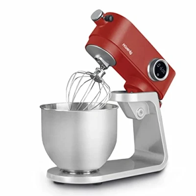 Immagine di H.Koenig KM124 Robot da cucina professionale, multifunzione, 5 l, in acciaio inox rosso opaco, potente, 800 W, 8 velocità