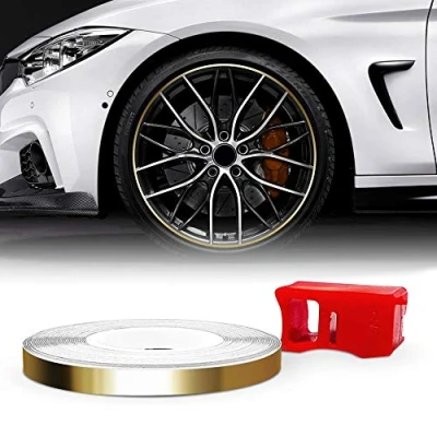 Immagine di 4R Quattroerre.it 10332 Wheel Trim Strisce Adesive con Applicatore per Cerchi Auto, Gold Gloss