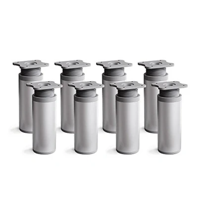 Immagine di sossai® Gambe per mobili MFR1 set di 8 regolabili in altezza Altezza: 120 mm (+20mm) Design: Alu Forma rotonda: 40 x Viti inclusi