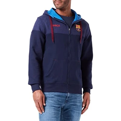 Immagine di FCB Sudadera ABIERTA Capucha Nº 2 (Nuevo Diseño) Felpa con Cappuccio, Marino, S Uomo