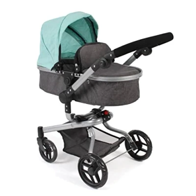 Immagine di Bayer Chic 2000 Passeggino Combinato per Bambole Yolo, Colore Melange Antracite/Menta, 71 x 42 81 cm, 593