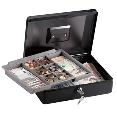 Immagine di Master Lock CB 12ML Cassetta Portavalori con Chiavi, Vassoio Porta Monete, Banconote Asegni, Maniglia, Sicuro e Organizzare Contante