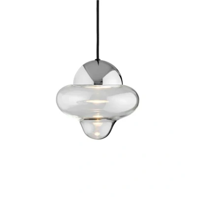 Immagine di DESIGN BY US Lampada a sospensione LED Nutty, trasparente/cromata, Ø 18,5 cm, vetro