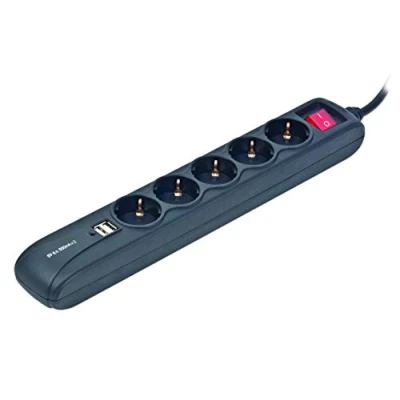 Immagine di Gembird SPG5 U2 5 Multipresa con interruttore scomparti Nero Schuko 1 pz.