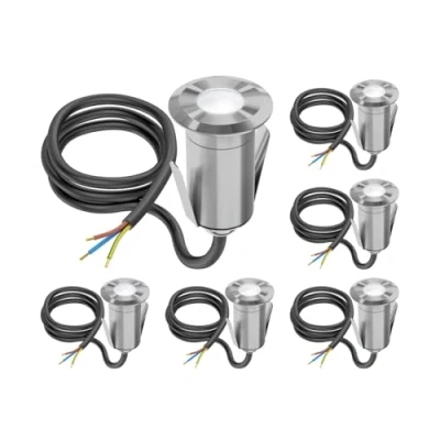 Immagine di ledscom.de 6 pezzi Luce da incasso a pavimento LED GLOX per esterni, IP67, alluminio, rotonda, Ø 35 mm, bianco, opaco