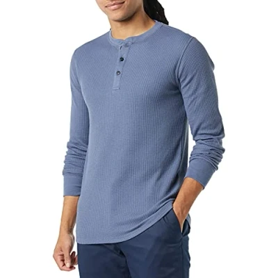 Immagine di Amazon Essentials Felpa con Collo Serafino a Nido D’Ape Maniche Lunghe Slim Uomo, Indaco, L
