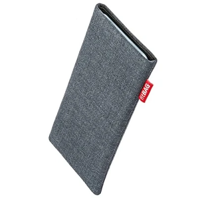 Immagine di fitBAG Jive Grigio per Apple iPhone 12 Pro Max/iPhone 13 Max Custodia cellulare in tessuto con imbottitura microfibra Made Germany