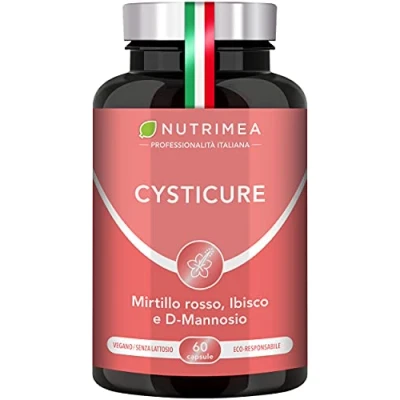 Immagine di Cysticure Integratore di D Mannosio, Mirtillo Rosso e Ibisco Per Cistite Infezioni Intime 100% Naturale 60 Capsule Nutrimea