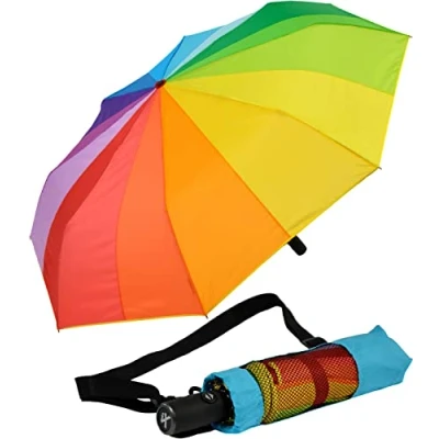 Immagine di iX brella Ombrello tascabile XXL con apertura automatica Full Class tetto grande 122 cm, Multicolore arcobaleno, 16 colori, cm