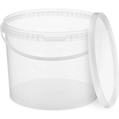 Immagine di BenBow Secchio con coperchio 10 litri trasparente 10x sicuro per gli alimenti, stabile, ermetico contenitore di plastica, manico vuoto