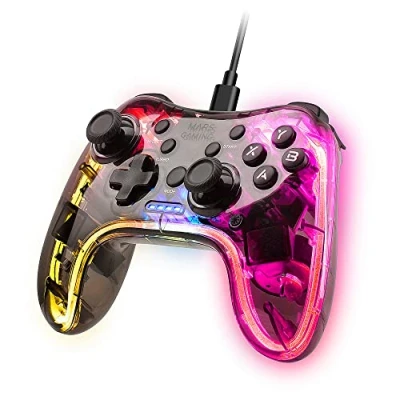 Immagine di gl_electronics MARSGAMING Mars Gaming MGP C, Gamepad Professionale Neon RGB, Doppia Vibrazione Aptica, Joystick Analogici, Controller per PC, Switch, PS3, Raspberry Pi, Mac, Android