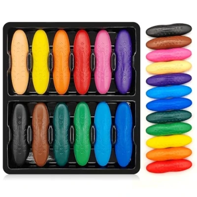 Immagine di Gemtte Colori per Bambini 1 Anno, Pastelli a Cera di Ambini Piccoli, 12 Colori, Non Tossici, Facili da Tenere, Lavabili e Sicuri, Forniture Artistiche Colorare ideali i più Piccoli