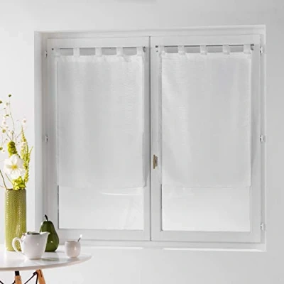 Immagine di douceur d&#039;Intérieur Dandy, set di due tende con passanti, 2 x 60 160 cm, in voile fil coupé Dandy poliestere Poliestere, bianco, 160x60x1 cm
