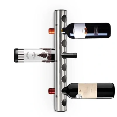 Immagine di HERCHR 8 Porta Bottiglie Vino, portabottiglie per vino rosso verticale a parete in acciaio inossidabile, elegante Supporto impilabile, Multi Sezione Espositore di Arte Moderna