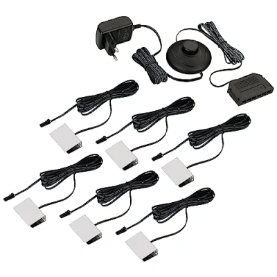 Immagine di SEBSON® Luci LED Vetrina Illuminazione a Mensole in Vetro per Vetrinetta, Armadio, Scaffale Set di 6 Clips Bianco Caldo incl. Alimentatore 12V con Interruttore