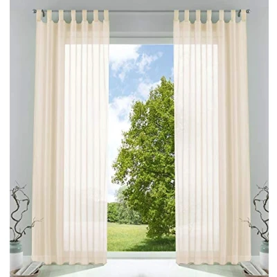 Immagine di Gardinenbox 61000CN Set di 2 tende trasparenti per soggiorno, in voile, con passanti, chiusura a nastro, 245 x 140 cm (altezza larghezza), colore: crema