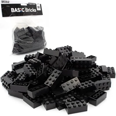 Immagine di LEGO 2x4 Mattoncini Classic, Nero, 100 pezzi Parti singoli nella confezione grande, mattoni basici Basic Bricks (3001)…