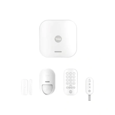 Immagine di Yale Starter kit allarme smart AL SK1 1A EU, da 5 pezzi, Armi/Disarmi, Controllo di 4 aree, Avvisi in tempo reale, Copertura 1 km, tramite App Home
