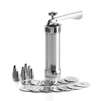 Immagine di IBILI 792300 Churrera, macchina per pasta, Alluminio, include 13 dischi e 8 beccucci, churros ripieni, argento, 22 cm