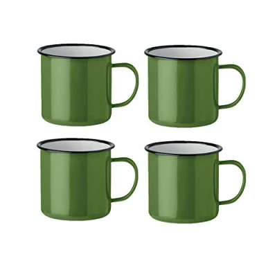 Immagine di noTrash2003 Kaffeetasse Becher Mug Coffee Trinkbecher Emaille Vintage Look Je 350 ml Versch. Farben und Mengen (Grün, 4er Set)