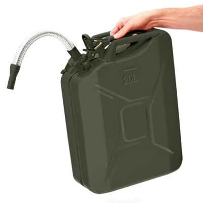 Immagine di BW® Tanica per carburante in metallo, 20 litri, con beccuccio, verde bronzo, RAL 6031 F9, certificata TÜV e approvazione ONU, Made Europe