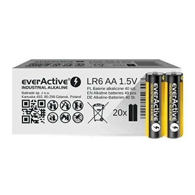 Immagine di EverActive Confezione da 40 batterie AA alcaline industriali, Mignon LR6 R6, 1,5 V, durata 5 anni, pezzi