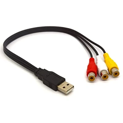 Immagine di Tomost Cavo USB a RCA 2.0 maschio 3 femmina Jack Splitter Audio Video AV Composito Adattatore per TV PC HDD DVR (30 cm)