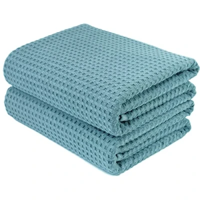 Immagine di Polyte telo bagno in microfibra tessuto a nido d&#039;ape verde oversize 76,2 x 152,4cm 2 pezzi