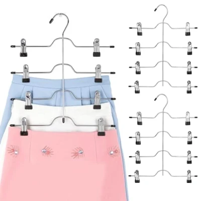 Immagine di Tekenewbse 3 Pezzi Grucce Pantaloni Salvaspazio, Metallo con Pinze Antiscivolo e Regolabili per Gonn Jeans, Asciugamani, Pantaloncini, Cravatte Calzini