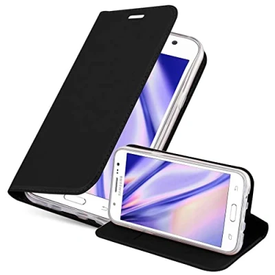 Immagine di Cadorabo Custodia Libro per Samsung Galaxy J5 2015 in CLASSY NERO con Vani di Carte, Funzione Stand e Chiusura Magnetica Portafoglio Cover Case Wallet Book Etui Protezione