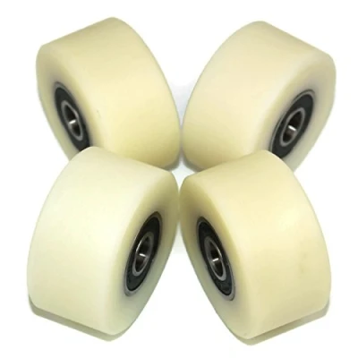 Immagine di (50 25 10) Confezione da 4 ruote in nylon lavorato 50 mm di diametro, realizzate nell&#039;UE (cuscinetto larghezza 10 mm).
