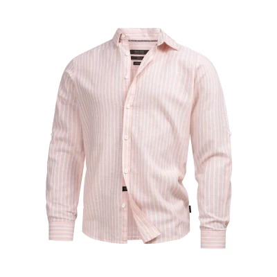 Immagine di Indicode Uomini Brayden Shirt Camicia a Righe con Collo Button Down Coral Cloud S
