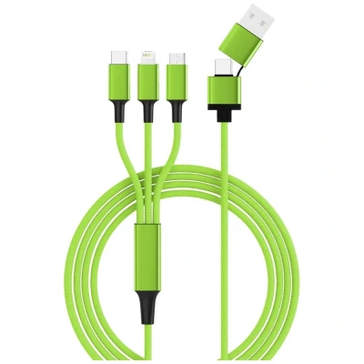 Immagine di Smrter Cavo di ricarica USB 2.0 Connettore Apple Lightning, Spina A, C®, Micro B 1.20 m Verde con funzione OTG, Rivestimento