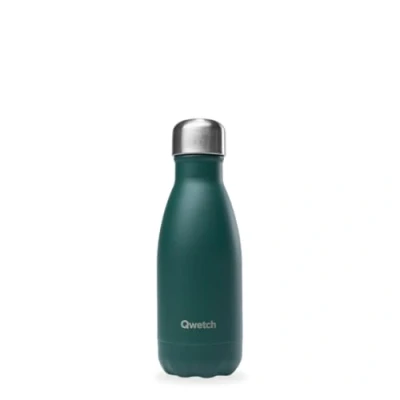 Immagine di Qwetch Bottiglia isotermica verde smeraldo 260 ml Borraccia Nomade in acciaio inox 24 ore fredda e 12 calda impermeabile, senza BPA riutilizzabile