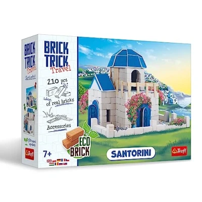 Immagine di Brick Trick Trefl Travel: Santorini Costruisci con i Mattoni in Miniatura, Grecia, Case Costiere, Città di Oia, ECO, 210 Mattoncini, Riutilizzabili, Gioco Creativo per Bambini dai 7 Anni