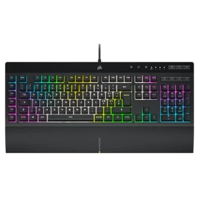 Immagine di Corsair K55 RGB PRO XT Tastiera da Gioco Cablata a Membrana IP42 Resistente Alla Polvere e Liquidi 6 Tasti Macro con Integrazione Elgato iCUE QWERTY IT PC, Mac, Xbox Nero