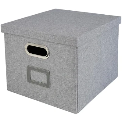 Immagine di HMF Scatola portaoggetti con coperchio per cartelle sospese DIN A4, adatta Kallax, 33 x 37,5 28 cm, colore nero