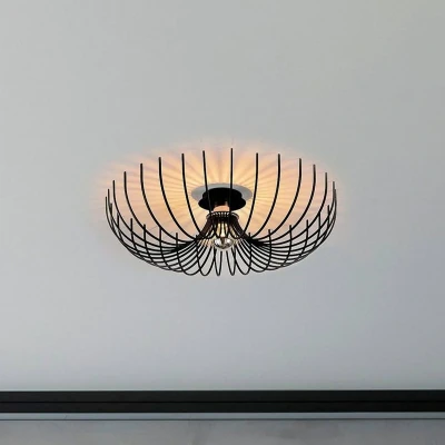 Immagine di Lampada da soffitto Coraline D56cm Metallo Nero Menzzo