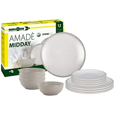 Immagine di Brunner 0830148N.C8X Set Stoviglie da Campeggio per 4 Persone, Midday Amadè, 12 Pezzi