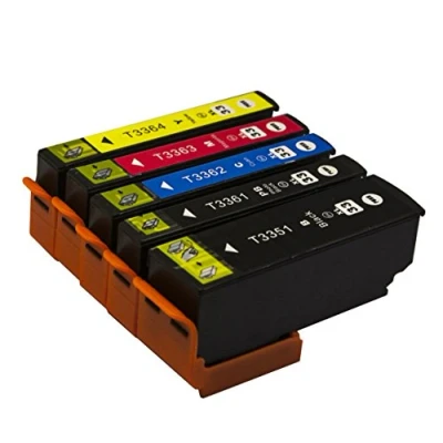 Immagine di Bergsan 33XL Cartucce d&#039;inchiostro compatibile con Epson Multipack 33 XL T3351 T3361 T3362 T3363 T3364 Sostituzione XP 530 540 630 Series 635 640 645 830 900 (5 set)