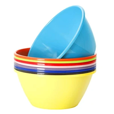 Immagine di Youngever Confezione da 9 ciotole in plastica, 2400 ml, per popcorn, insalatiere, patatine e immersioni, set di pezzi (arcobaleno)