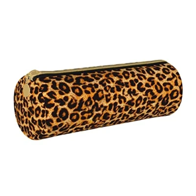 Immagine di Astuccio in pelle leopardato, con chiusura lampo, per ufficio scolastico