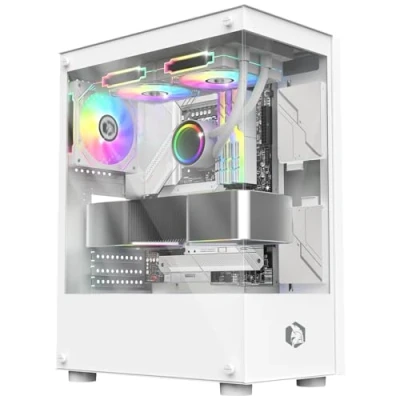 Immagine di EMPIRE Gaming 2024 Nuovo Case da Gioco PC CM 241 ARGB Media Torre ATX, Micro ATX e ITX 3 Ventole 120 mm pin 5 Volt LED RGB Indirizzabile MB Sync Mid Tower Bianco
