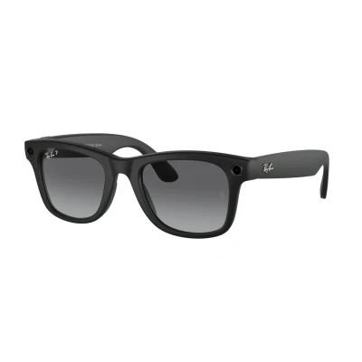 Immagine di Ray Ban Unisex Meta RW4008 Wayfarer 601ST3 Occhiali da sole Iniettato Nero Grigio Squadrata Polarizzata Sfumato