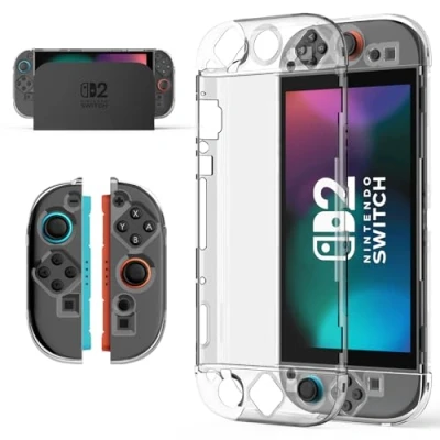 Immagine di Lmcpa Custodia Protettiva Trasparente Agganciabile compatibile con Nintendo Switch 2 2025, Antigraffio, Rigida per PC Console e Joy Con,
