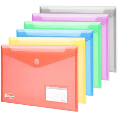 Immagine di 24 cartelline portadocumenti formato A4, 6 colori per documenti, con tasche lettere e 30 biglietti da visita