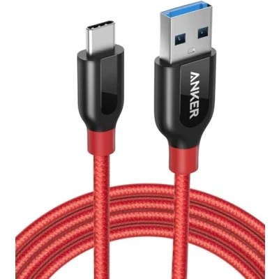 Immagine di Anker Powerline+ Cavo USB C a 3.0, Super Resistente per i Dispositivi Dotati di Tipo tra Cui Samsung Galaxy Note 8, S8, S8+, S9, MacBook, Sony XZ, LG V20, e Altri (180cm, rosso)